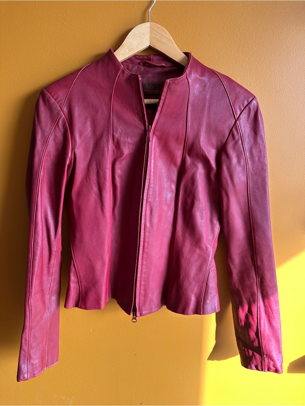 Danier Women's Burgundy Leather Zip Jacket